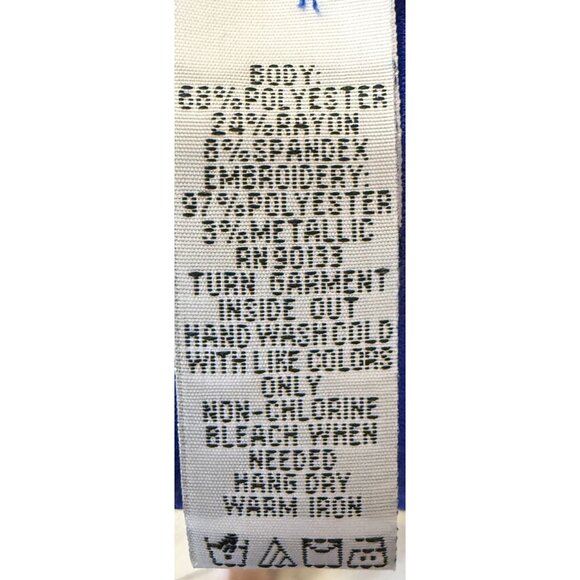 Bob Mackie Wearable Art Blue Embroidered Long Sleeve Womens Top Size L Tunic - Picture 7 of 7